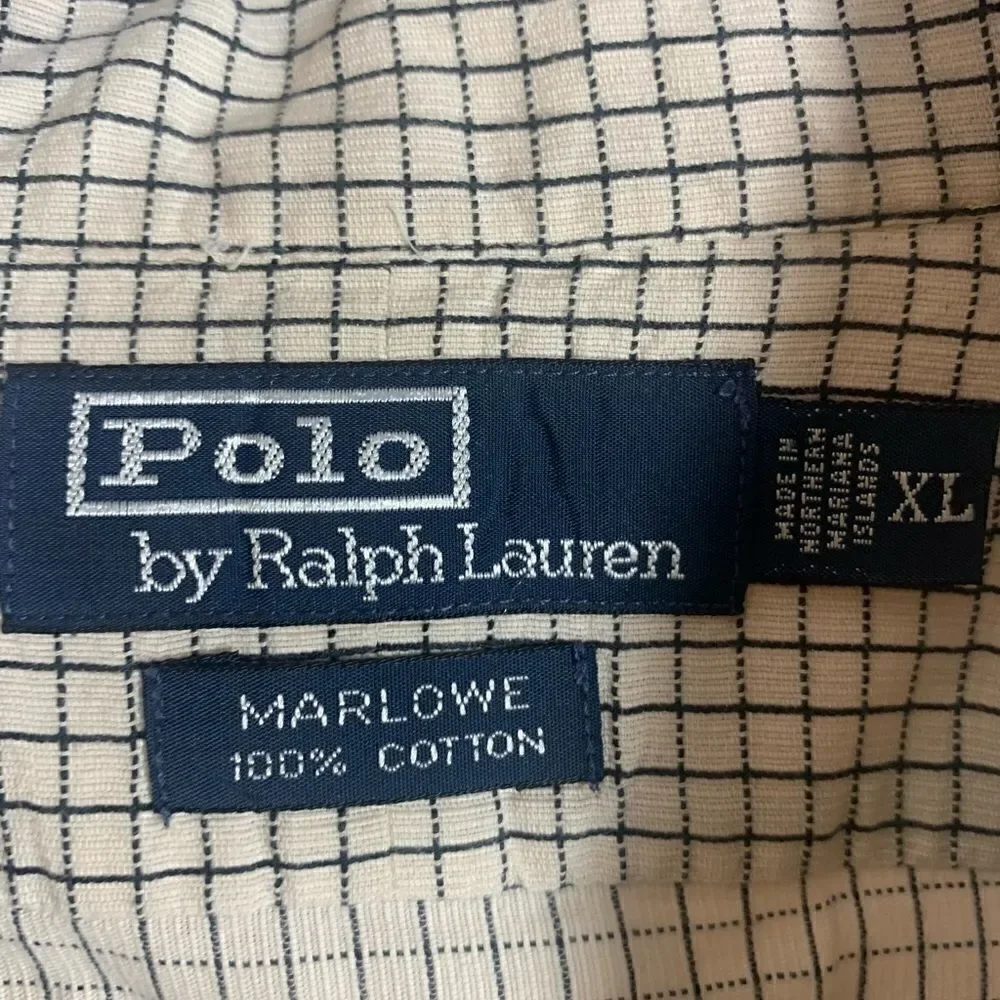 Polo Ralph Lauren Cream w/ Blue check Marlowe Button down Shirt